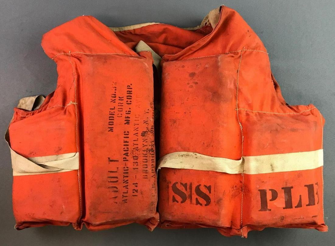 Vintage Adult Life Preserver: Atlantic-Pacific Manufacturing Co. Brooklyn, NY.