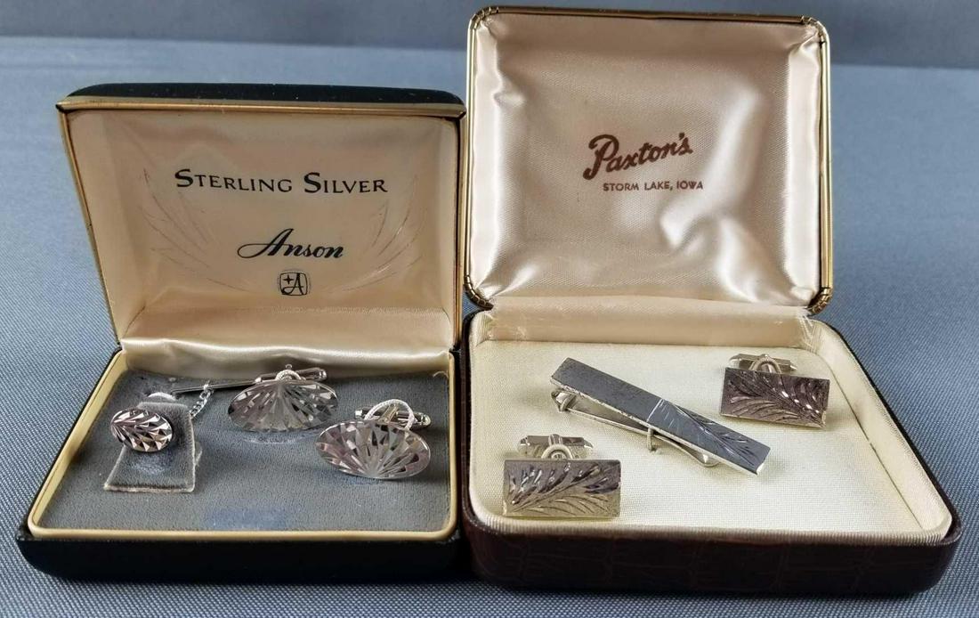 Sterling silver cufflinks and tie clips (1 of 5)