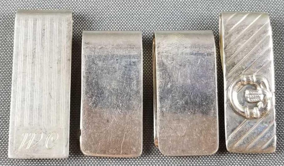 Group of 4 sterling silver money clips: 59.3g total weight