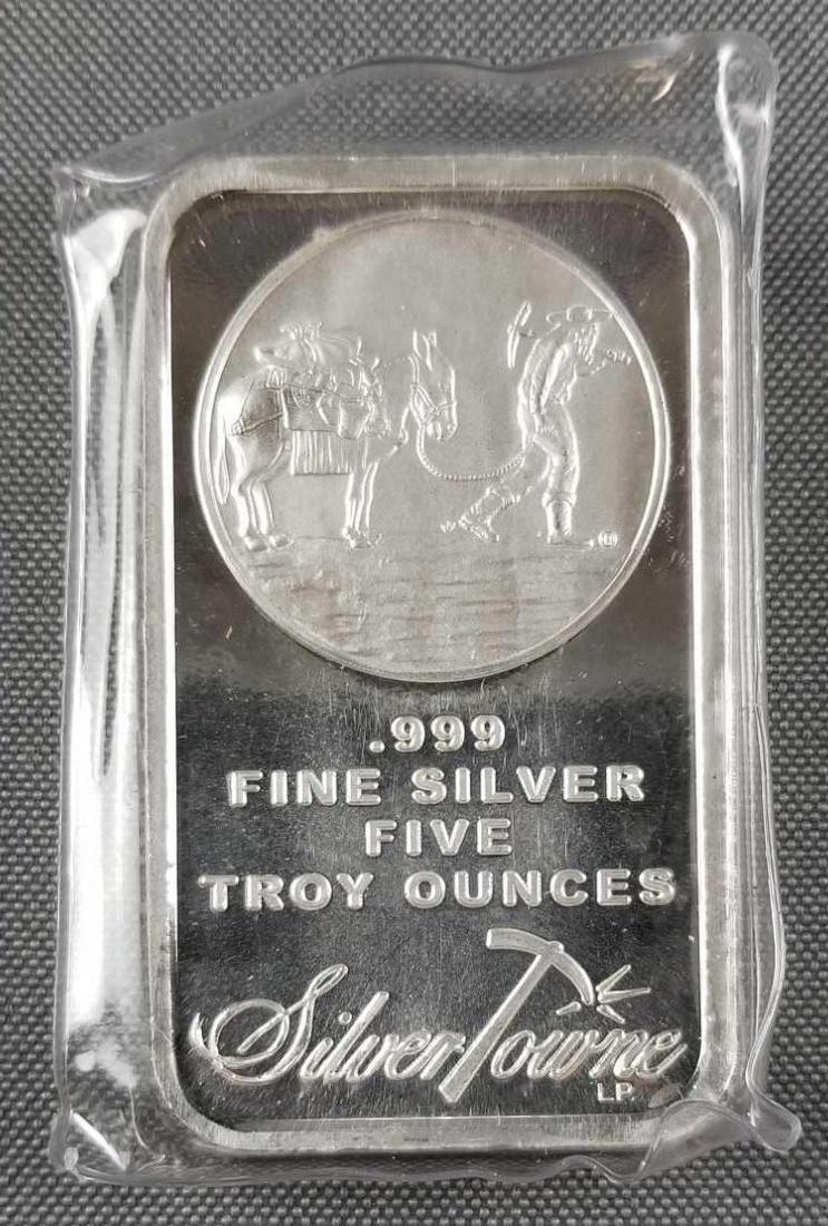 5 troy ounces fine silver bar (1 of 2)
