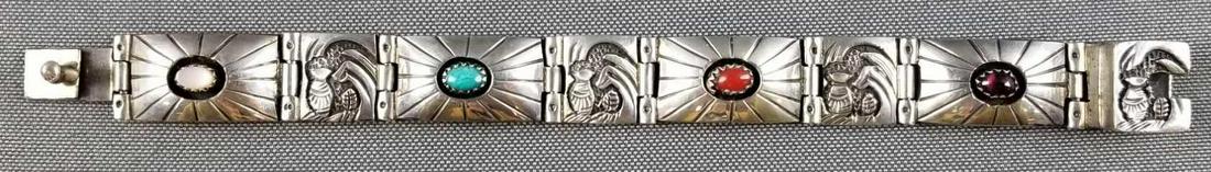 Native American sterling silver panel bracelet (1 of 4)