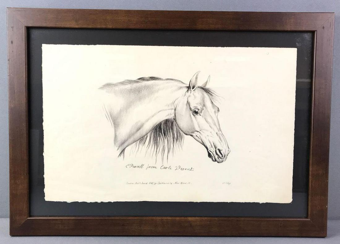 Framed Horse Lithograph on Parchment (1 of 6)