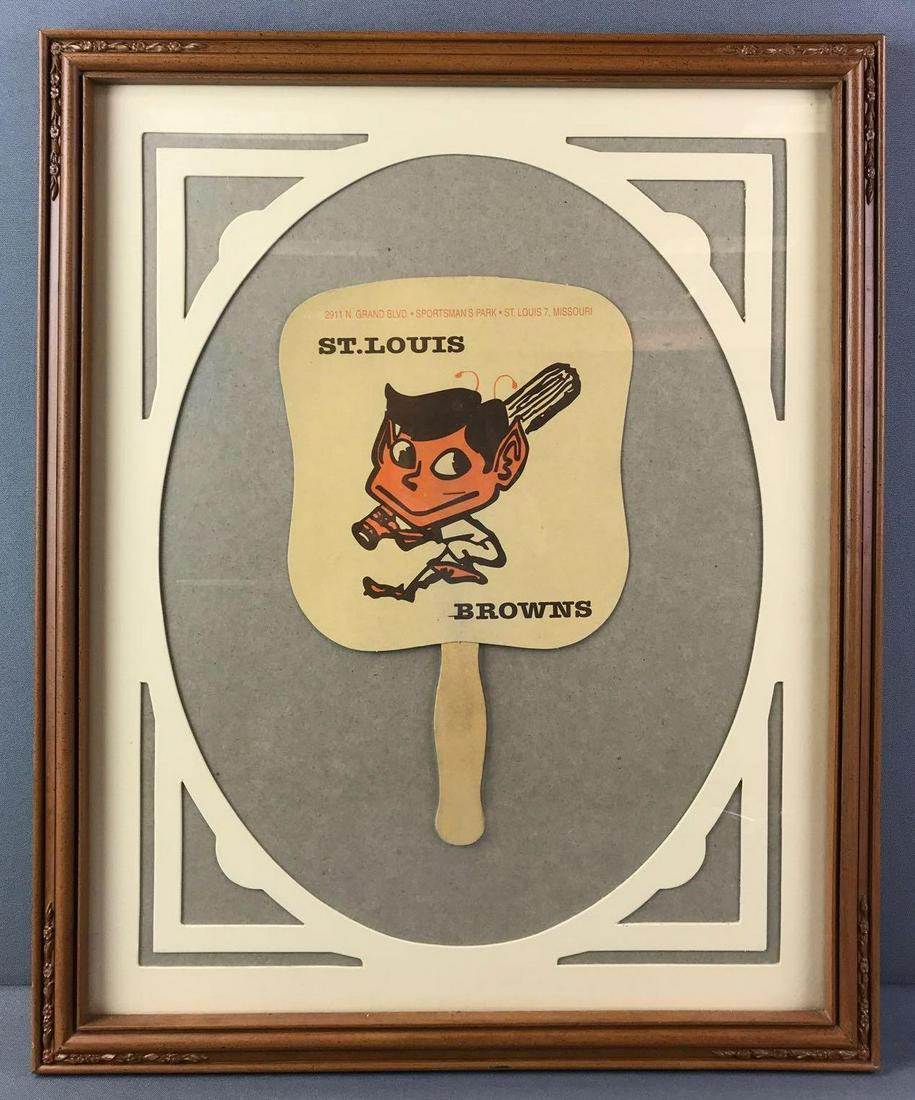 Framed St. Louis Browns Paper Fan: Frame is 17.5X21.5 inches.