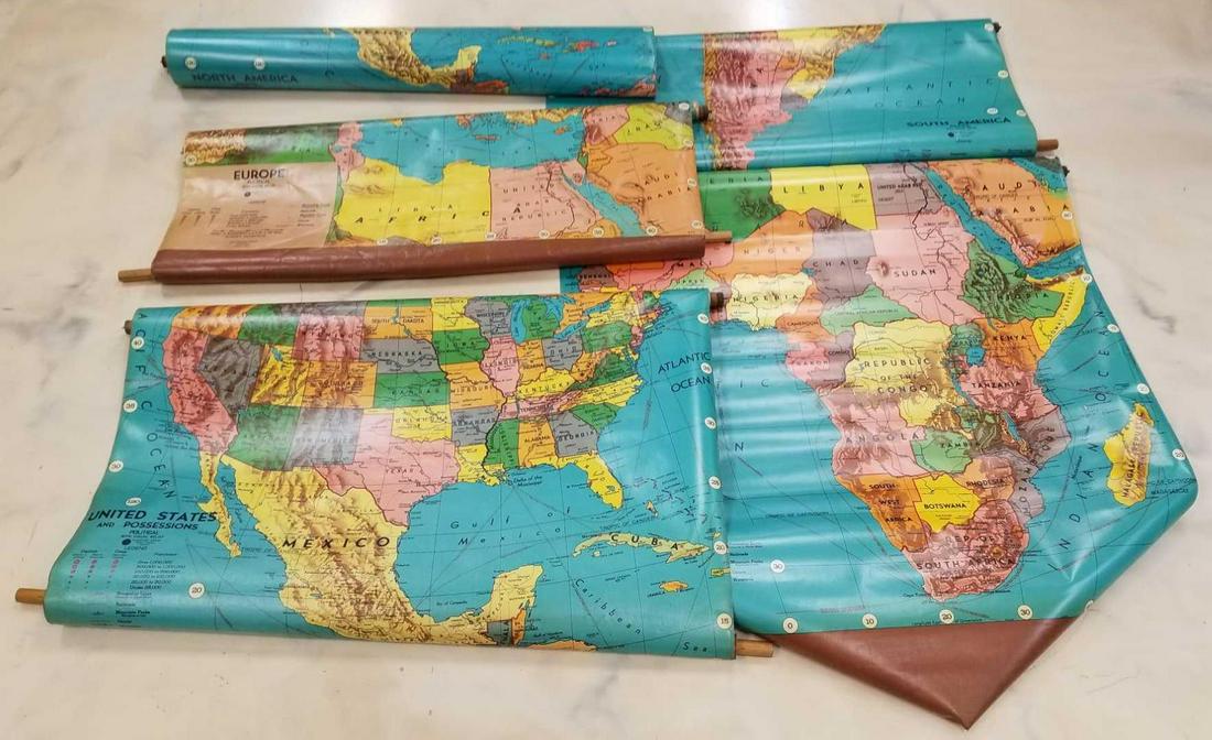 Group of 5 vintage classroom maps (1 of 4)