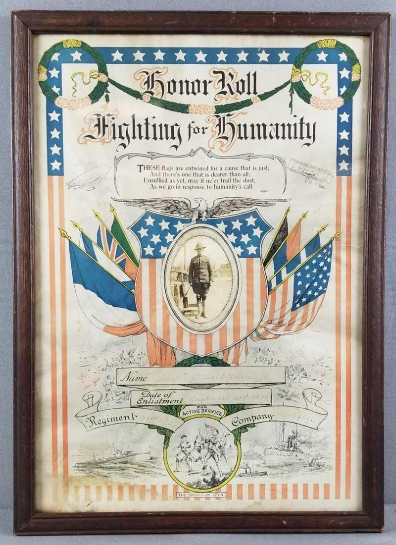 Framed WW1 Honor Roll Fighting for Humanity poster (1 of 4)
