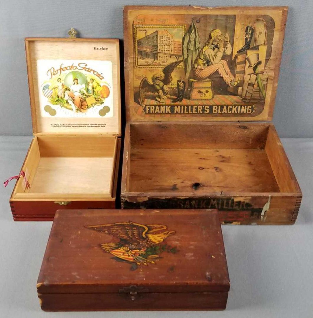 3 wood boxes with patriotic themed labels (1 of 6)