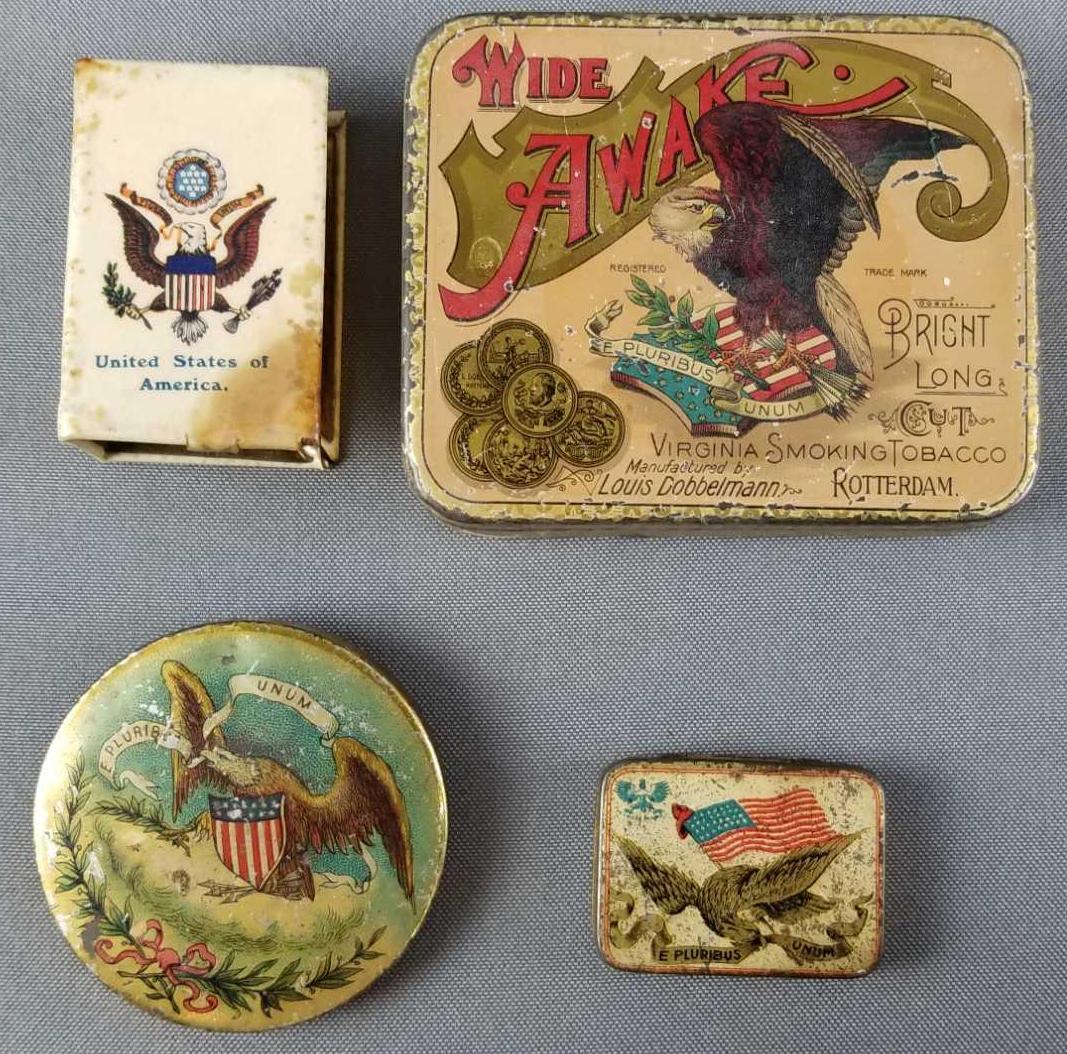 Group of patriotic tins, compact mirror (1 of 4)
