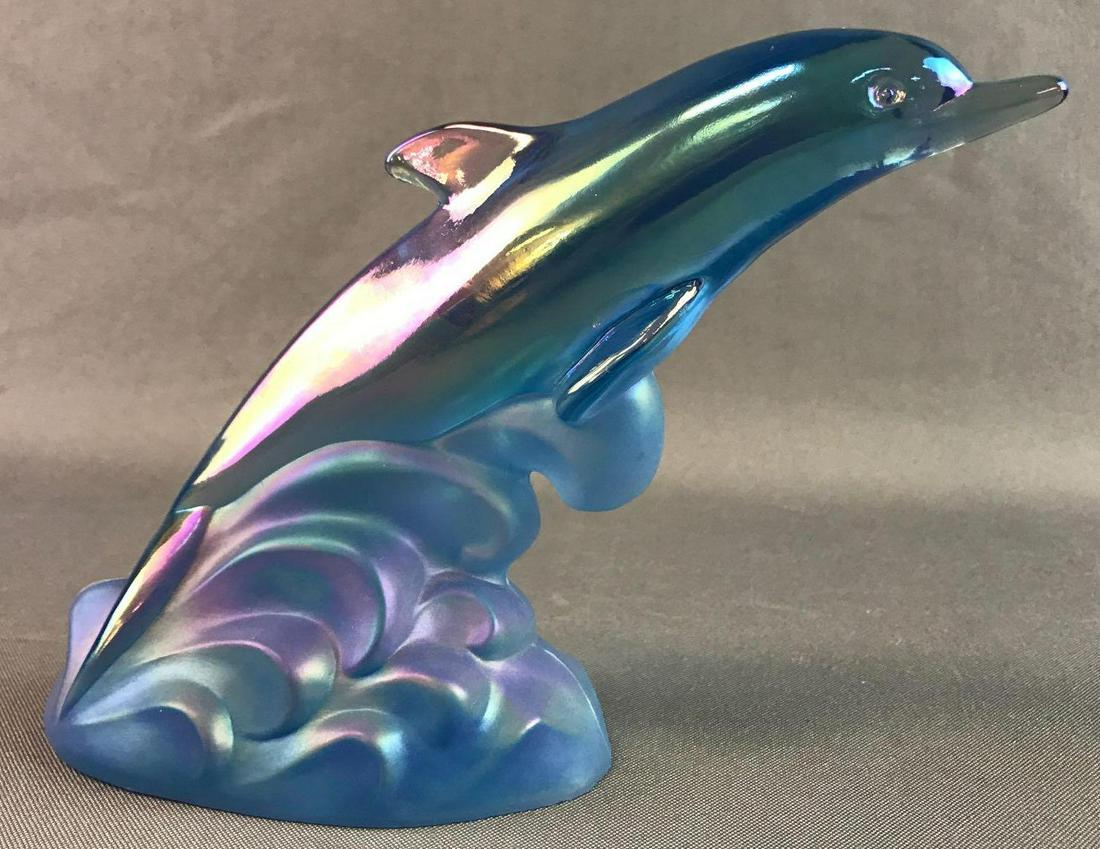 Fenton Glass Dolphin: Measures 5.75 x 7.5 x 2.5 inches.