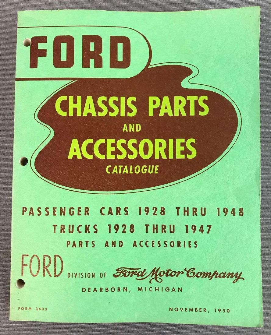 Ford Parts Catalog 1950: Copyrighted 1950, covers passenger cars and truck from 1928-1947/1948, measures 10.75 x 8.5 x 1.5 inches.