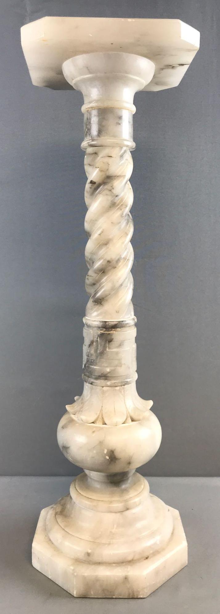 Carved Alabaster column pedestal (1 of 9)