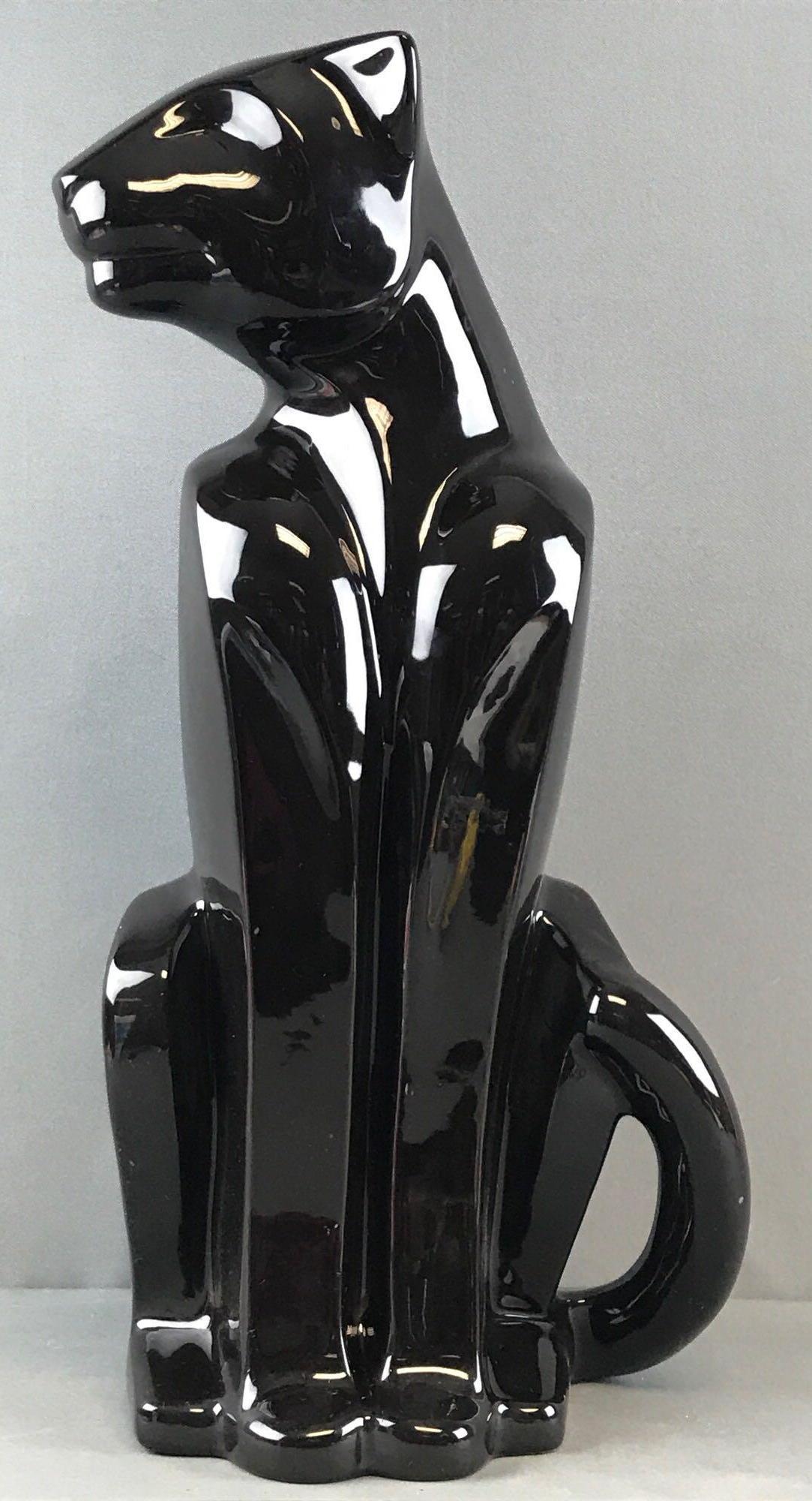 Royal Haeger Pottery Art Deco Black Panther Statue (1 of 6)