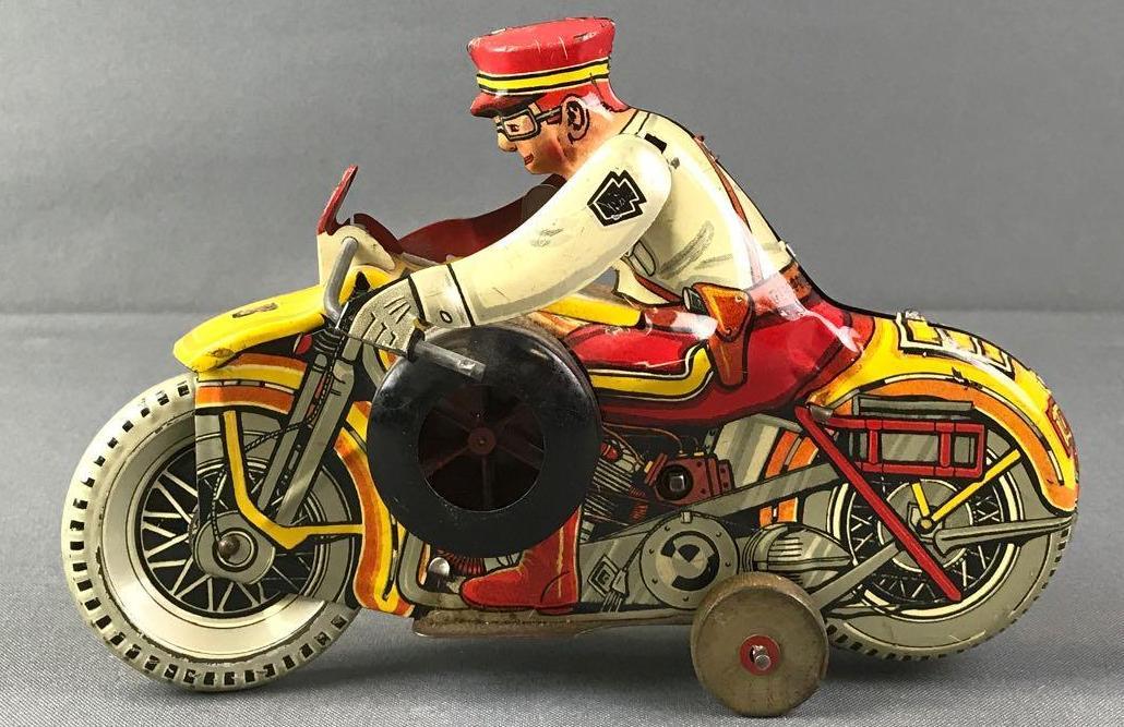 Marx Tin Litho Wind Up Police Motorcycle Toy (1 of 4)
