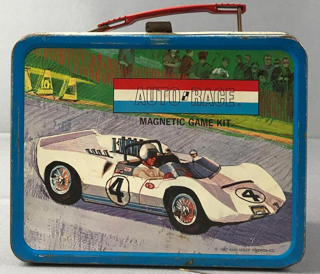 Auto Race Lunch Box: Condition consistent with age and use.