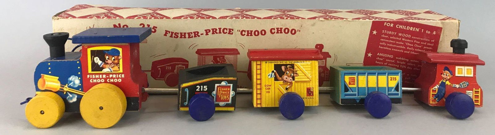 Fisher Price Choo Choo pull-along toy: Includes original box-17.25x3.75x3.5 inches