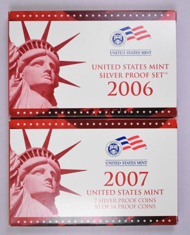Group of (2) 2006 & 2007 U.S. Silver Proof Sets with (1 of 4)