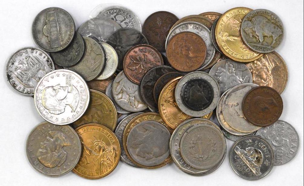 Group of (50) U.S. & Foreign Coins (1 of 1)