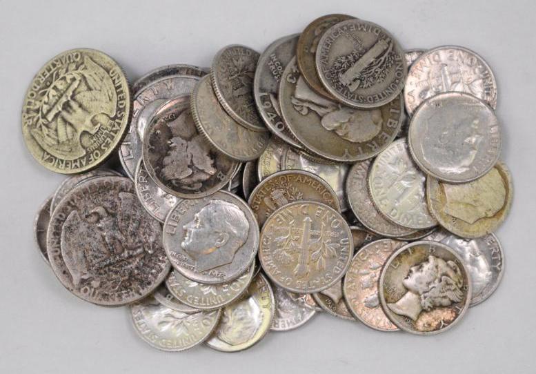 Group of (52) U.S. Silver Dimes & Quarters (1 of 1)