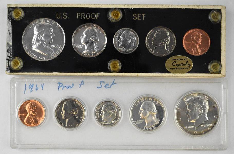 Group of (2) U.S. Silver Proof Sets in holders 1963 & (1 of 2)