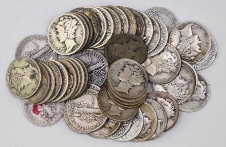 Group of (50) Mercury Silver Dimes (1 of 1)