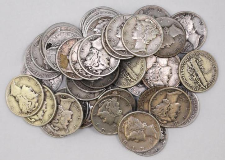 Group of (50) Mercury Silver Dimes (1 of 1)