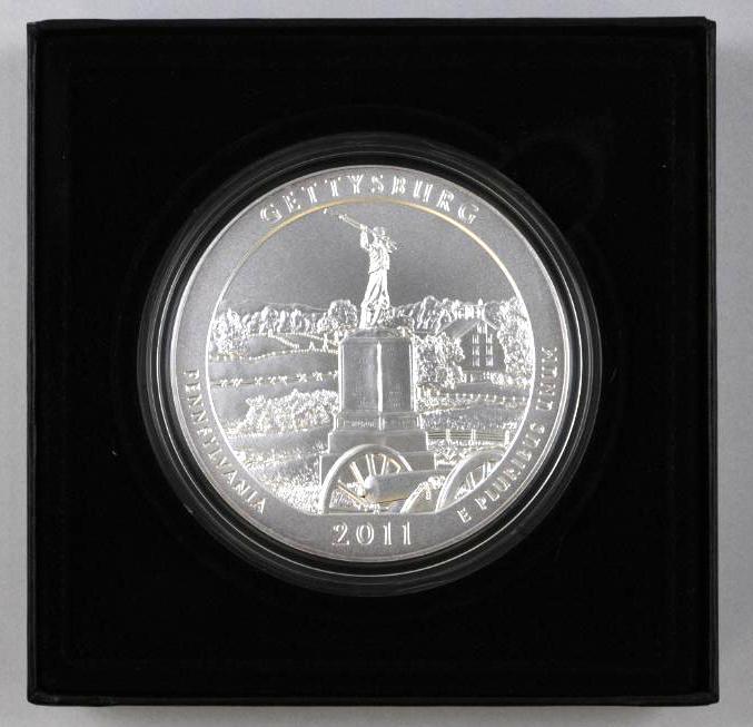 2011 America the Beautiful Gettysburg 5oz. .999 Fine (1 of 4)