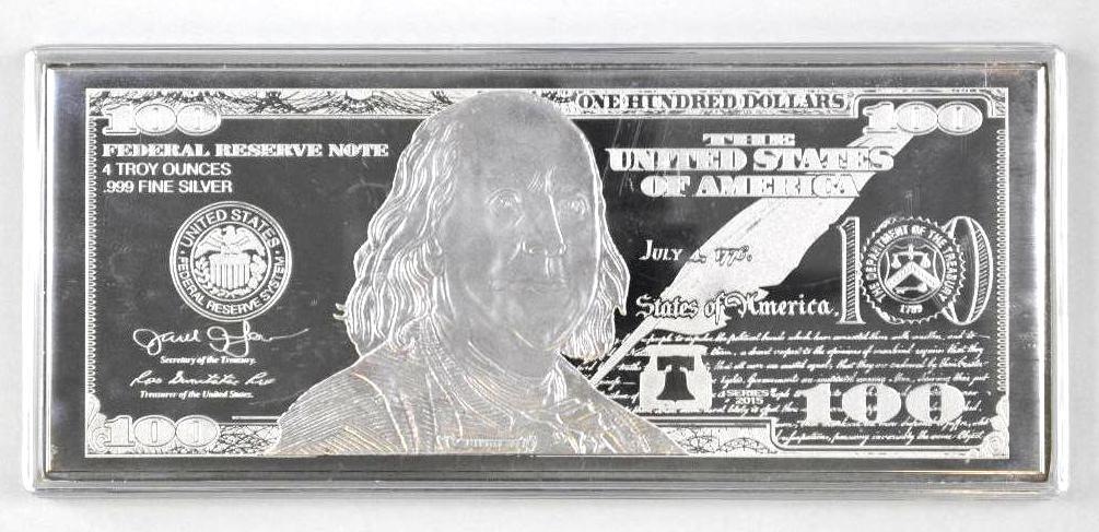 2015 $100 Franklin Proof 4oz. .999 Fine Silver Currency (1 of 3)