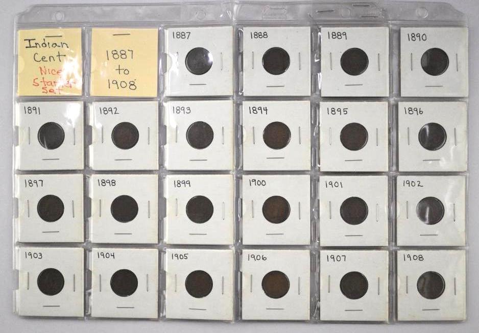 Group of (22) Indian Head Cents 1887 - 1908 (1 of 3)