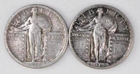 Group of (2) Standing Liberty Silver Quarters (1 of 2)