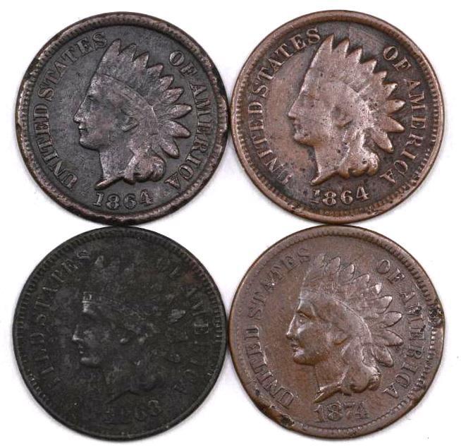 Group of (4) Indian Head Cents (1 of 2)