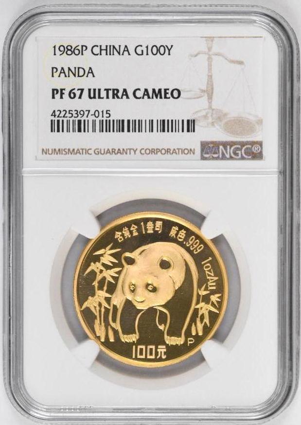1986 P China 100 Yuan Panda 1oz. .999 Fine Gold (NGC) (1 of 2)