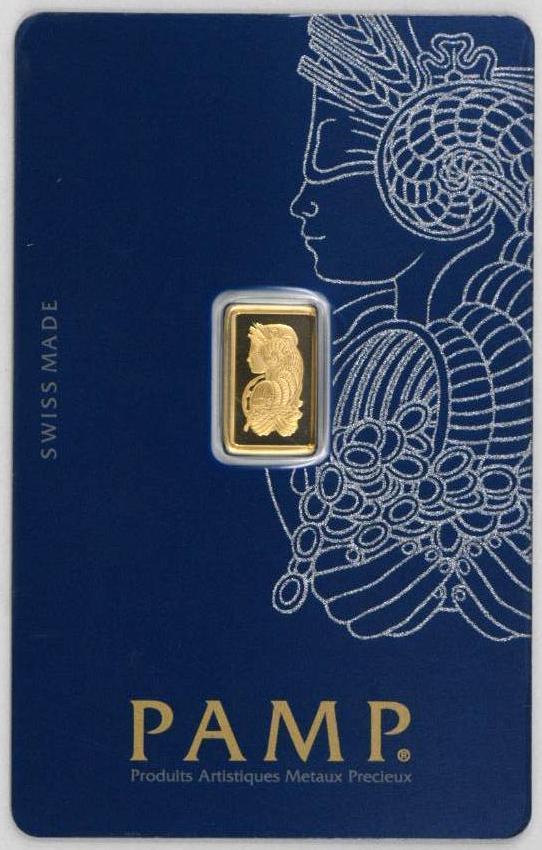PAMP Suisse 1 Gram .9999 Fine Gold Ingot/Bar: One Gram .9999 Fine Gold.