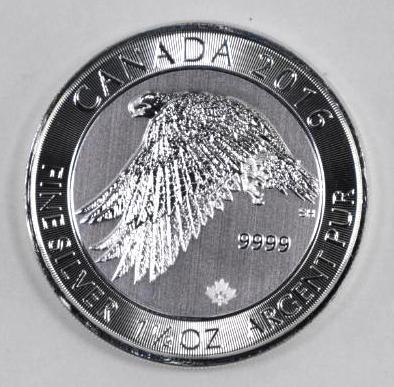 2016 Canada $8 1.5oz. .9999 Fine Silver Falcon (1 of 2)