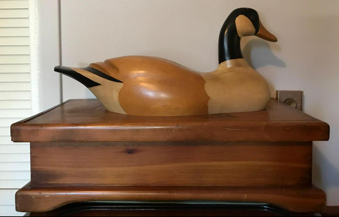 Canada Goose figural wood box: 24.5x12.5x17 inches