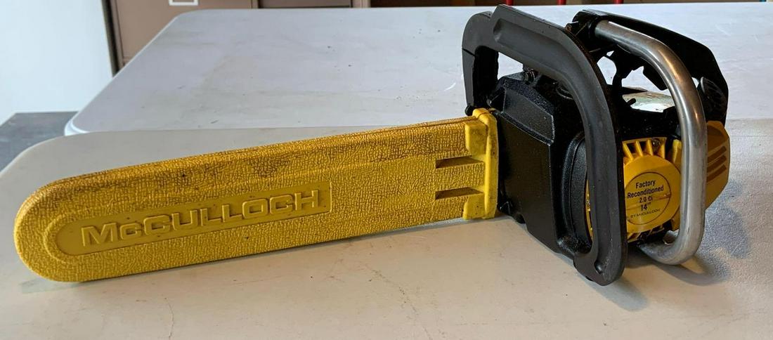 McMulloch 14 inch chainsaw: Untested, has compression, no shipping