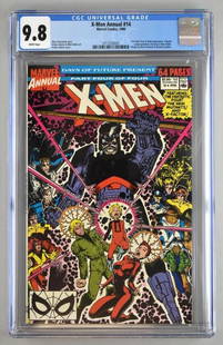 CGC Graded Marvel Comics X-Men Annual No. 14 comic book: CGC Universal Grade 9.8, White pages. 1990. Chris Claremont story, Arthur Adams and Mike Heike art, Arthur Adams cover. Fantastic Four and Ahab appearance. Gambit cameo (predates Uncanny X-Men No.