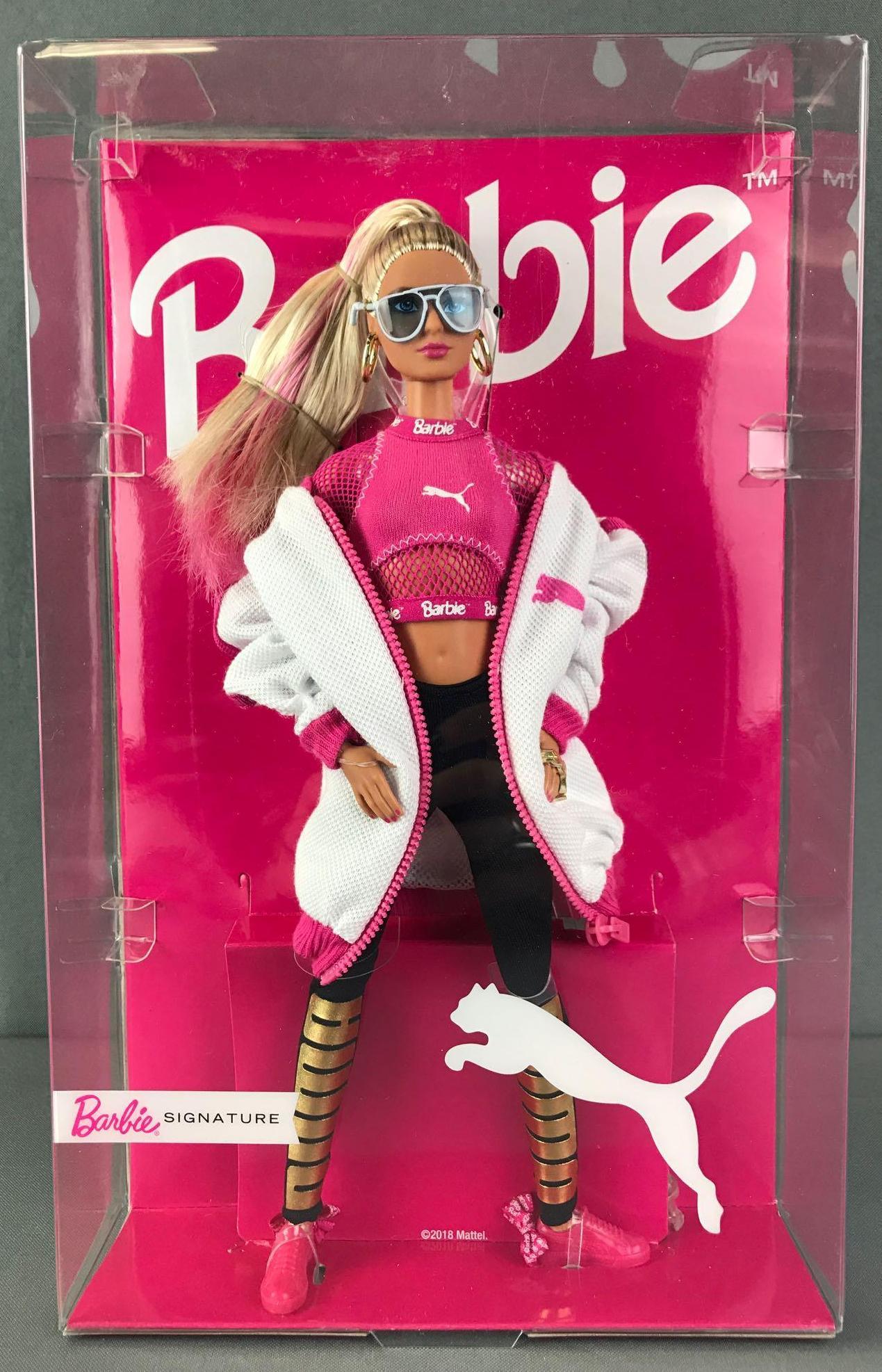 Barbie Signature 50th Anniversary Puma Fashion Doll: Approximately 11.5 inches tall, new in original box.