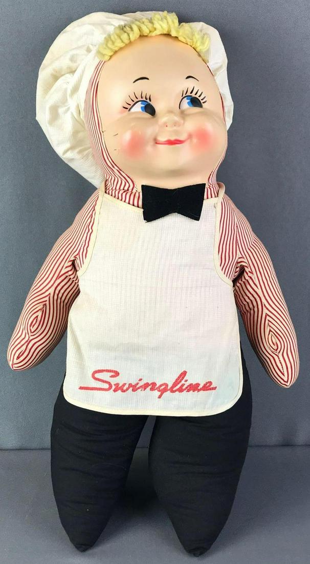 Swingline Chef Plush with Celluloid Face: Crack in face. Approximately 18 inches tall.
