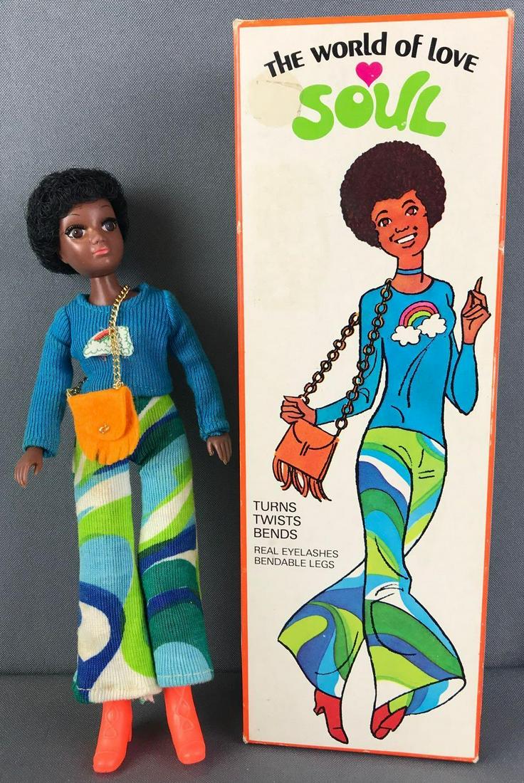 Hasbro The World of Love Soul Fashion Doll: Circa 1971, approximately 9 inches tall, in original box.