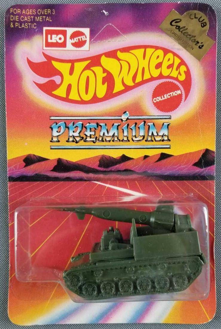 Leo Mattel Hot Wheels Premium Rocketank: Made in India, club collectors limited edition, die cast, in original packaging, 1974 Mattel, Unpunched, Army Green Body
