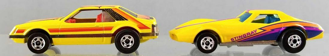 Group of 2 Hot Wheels die cast vehicles: Stingray, 1975. Mustang, 1979.