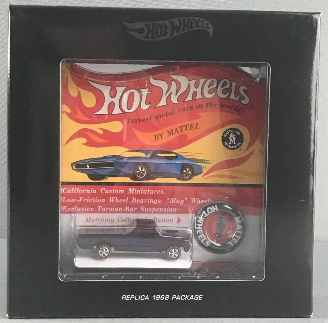 Hot Wheels Original 16 Customer Fleetside: 1968 replica package, die-cast vehicle and collectors button, new in original packaging. Includes white shipping box-8.25x2.75x8.25