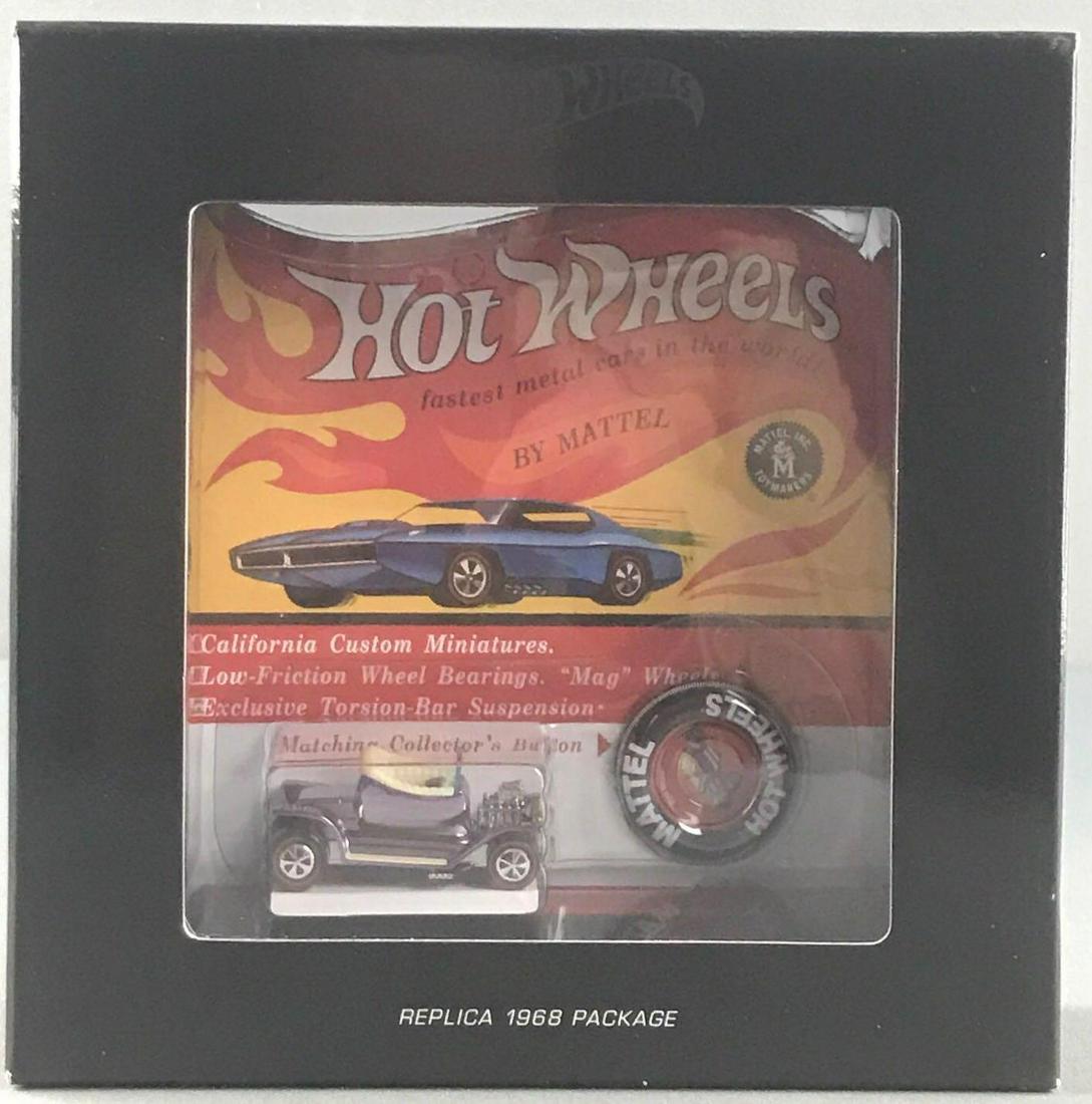 Hot Wheels Original 16 Hot Heap: Limited Edition 00678/02500, 1968 replica package, die-cast vehicle and collectors button, new in original packaging. Includes white shipping box-8.25x2.75x8.25