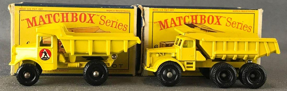 Group of 2 Matchbox die-cast vehicles: Includes (2) No. 6-Leyland Quarry Truck (Leyland decal) Leyland Dump Truck (6-wheel). A Lesney Product