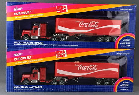 Group of 2 Siku No. 3117 Coca-Cola Mack Truck and: 1/55 scale die-cast vehicles new in original packaging