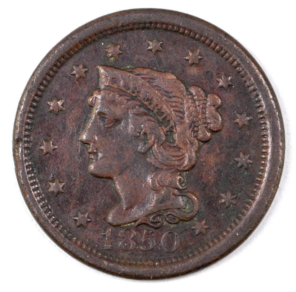 1850 Braided Hair Large Cent (1 of 2)