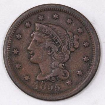 1855 Braided Hair Large Cent (1 of 2)