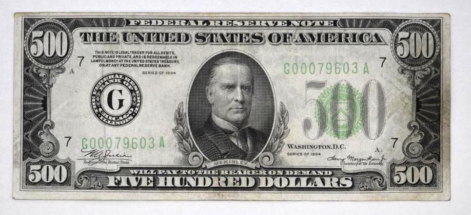 1934 $500 Federal Reserve Note (1 of 2)