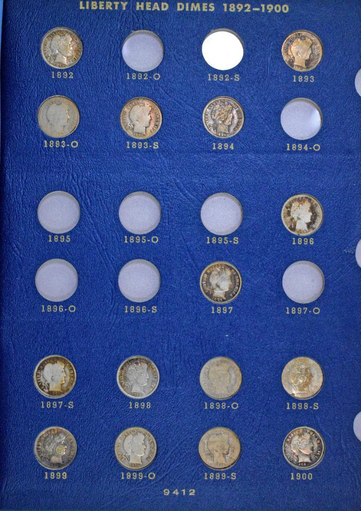 Group of (63) Barber Silver Dimes in Vintage Whitman (1 of 9)