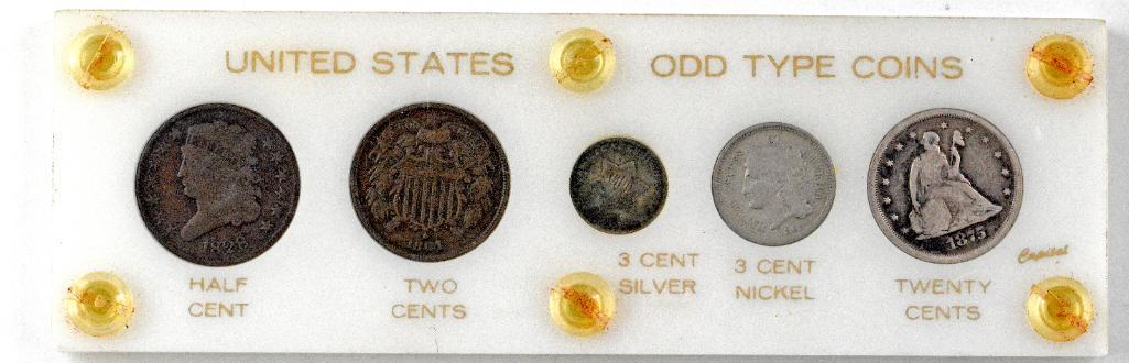 5-Coin United States Odd Type Coins in Capital Holder (1 of 12)