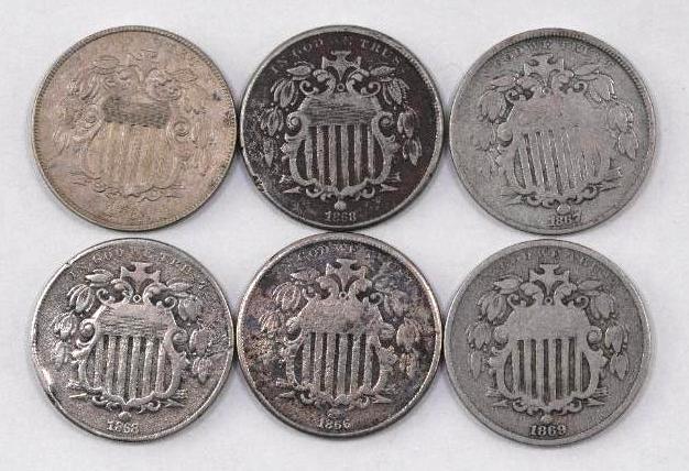 Group of (6) Shield Nickels (1 of 2)
